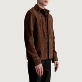 Zelean Mocha Leather Shirt Jacket